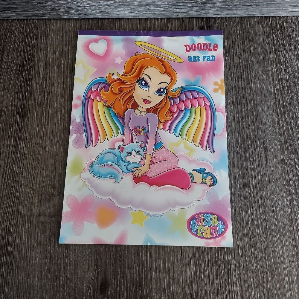 Vintage LISA FRANK Doodle Art Pad Girl Rainbow Angel